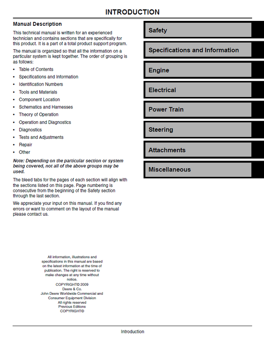 John Deere X130R Select Series Repair & Service Manual TM109219