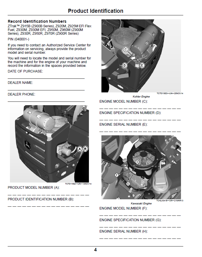 John Deere Z900B Z900M Z900R ZTrak Pro Operator Manual (OMUC15068)