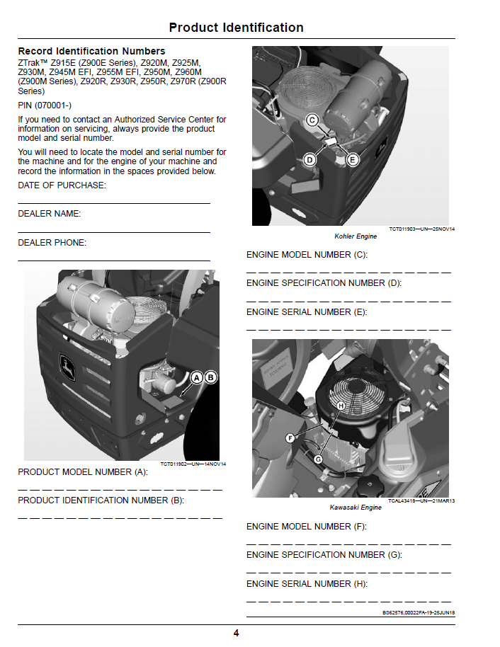 John Deere Z900 Series ZTrak Pro Gas Operator & Maintenance Manual