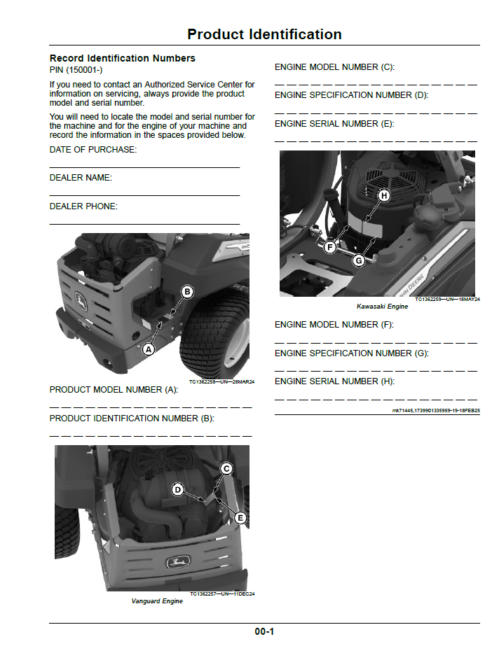 John Deere ZTrak Z900M & Z900R Gas Mower Owner's Guide - OMUC43279