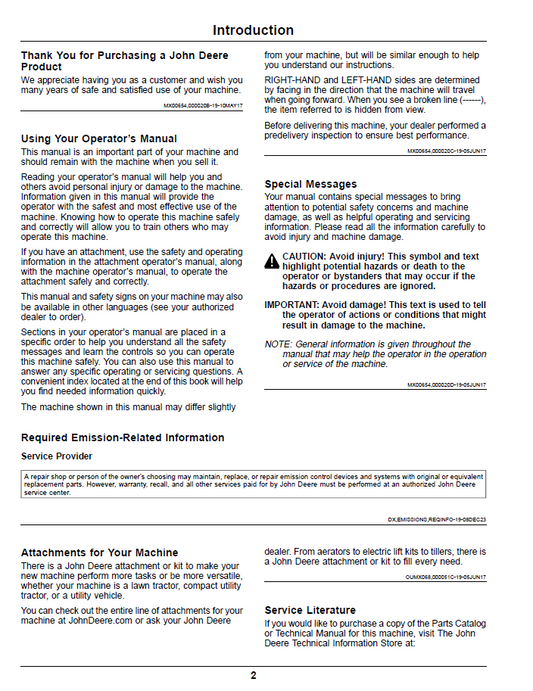 John Deere ZTrak Z900 Series Gas Operator & Maintenance Manual OMUC32807