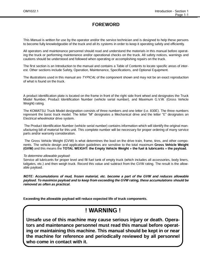 KOMATSU 830E Dump Truck Service & Maintenance Manual PDF