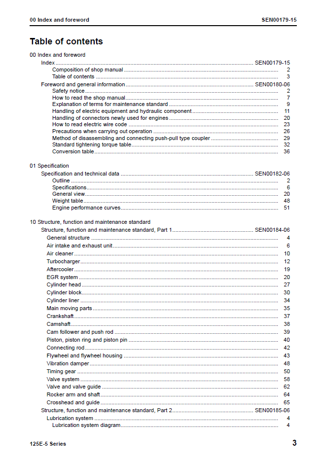 Komatsu 125E-5 Engine Workshop Manual SEN00177-15 PDF