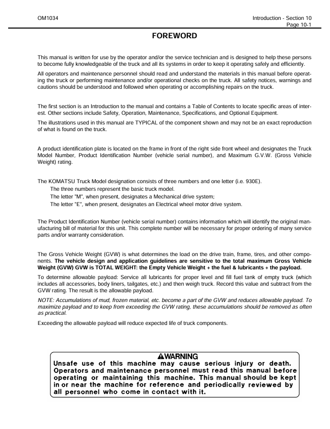 Komatsu 930E-2 Dump Truck Operation, Maintenance & Service Manual PDF – CEAM011600