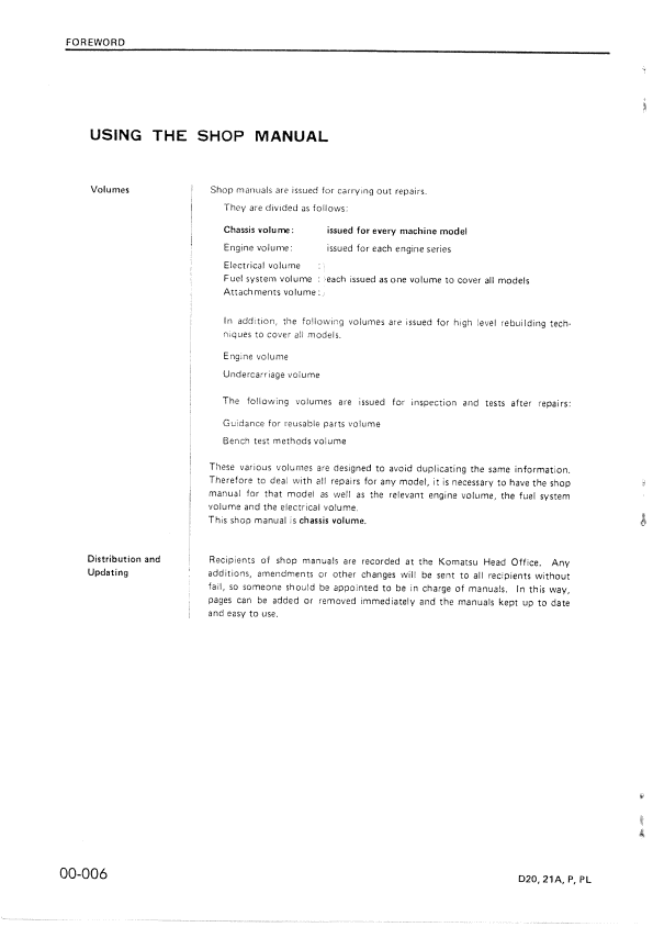Komatsu D20 D21 Series Bulldozer Service Manual SEBM0101D00