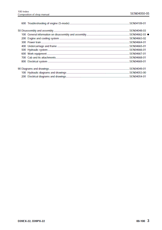 Komatsu D39EX-22 D39PX-22 Repair Manual SEN04041-05 PDF
