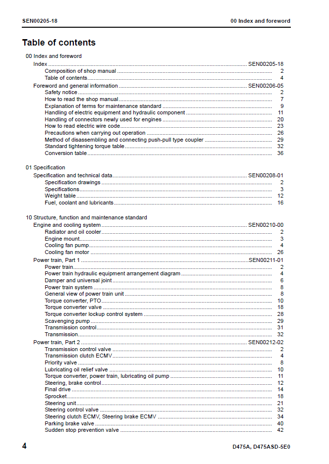 Komatsu D475A-5EO D475ASD-5EO Workshop Manual SEN00203-18