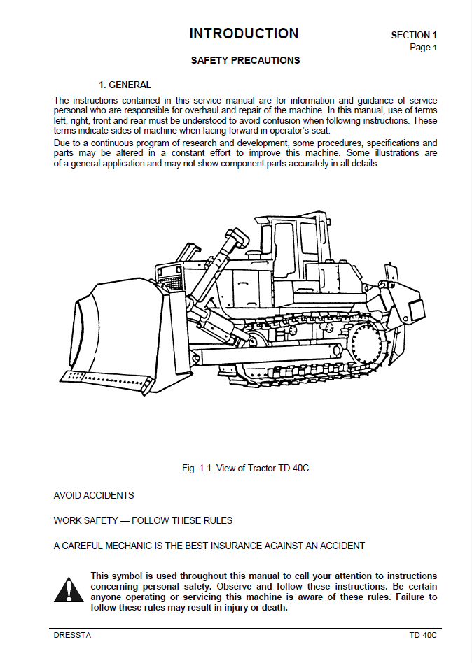 Komatsu Dressta TD-40C Maintenance Manual SMTD40C98-1E PDF