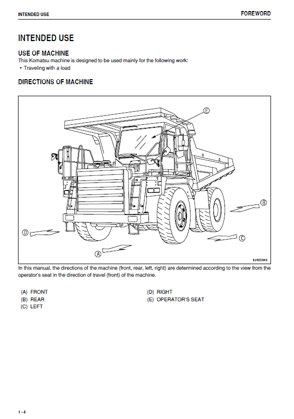 Komatsu HD325-7 and HD405-7 Off-Highway Dump Truck Operator Manual