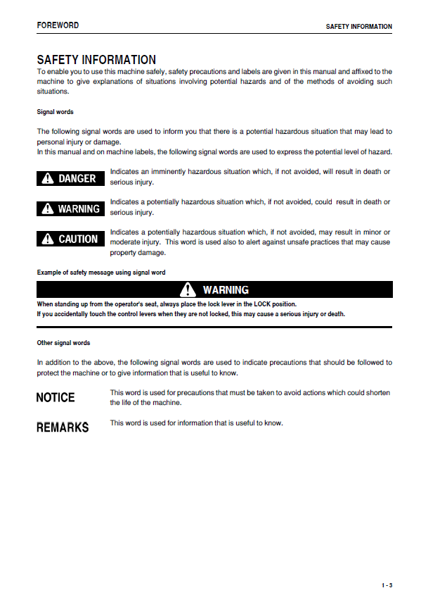 Komatsu HM300-1 Operation and Maintenance Handbook PDF