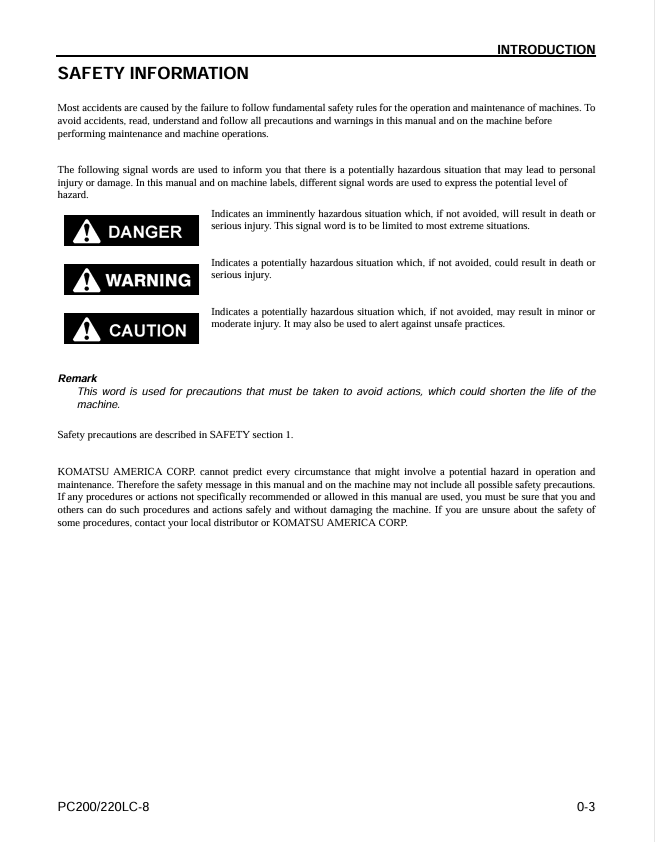 Komatsu PC200LC-8 PC220LC-8 Hydraulic Excavator Service Manual PDF