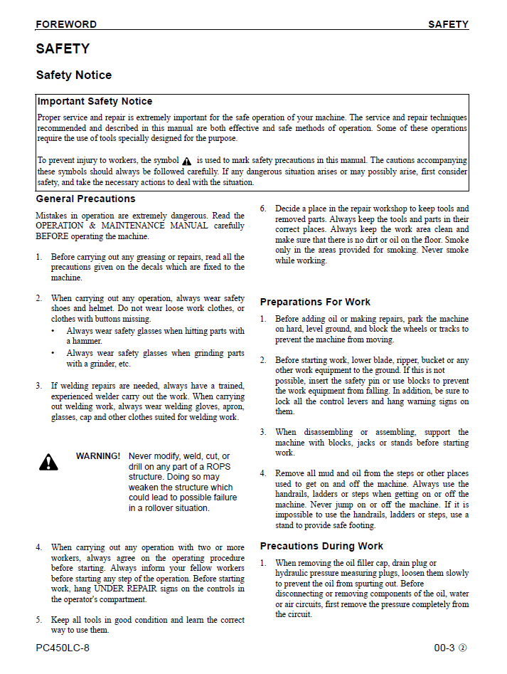 Komatsu PC450LC-8 Shop Manual CEBM007602 PDF