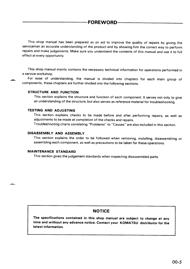 Komatsu PC50UU-1 Workshop Repair Manual SEBM020U0104