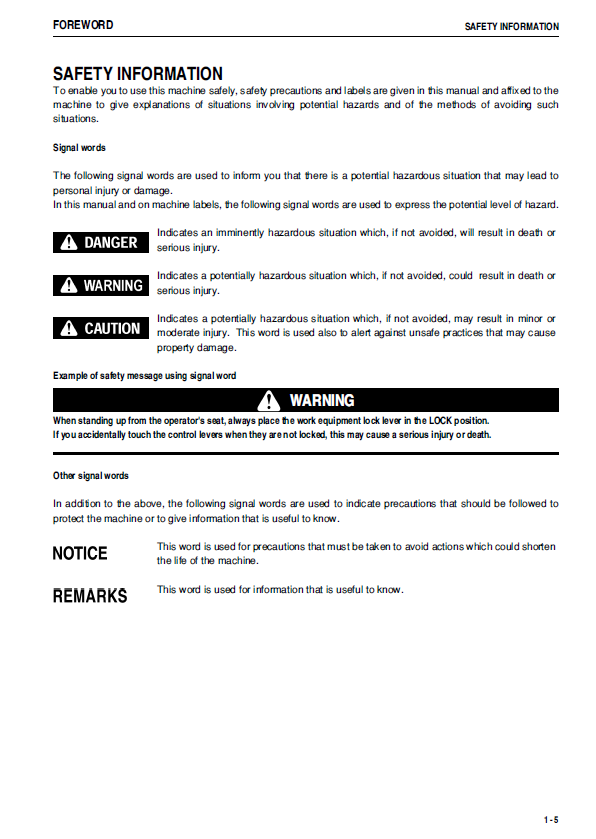 Komatsu WA250PT-5 Maintenance & Operation Manual (PDF)