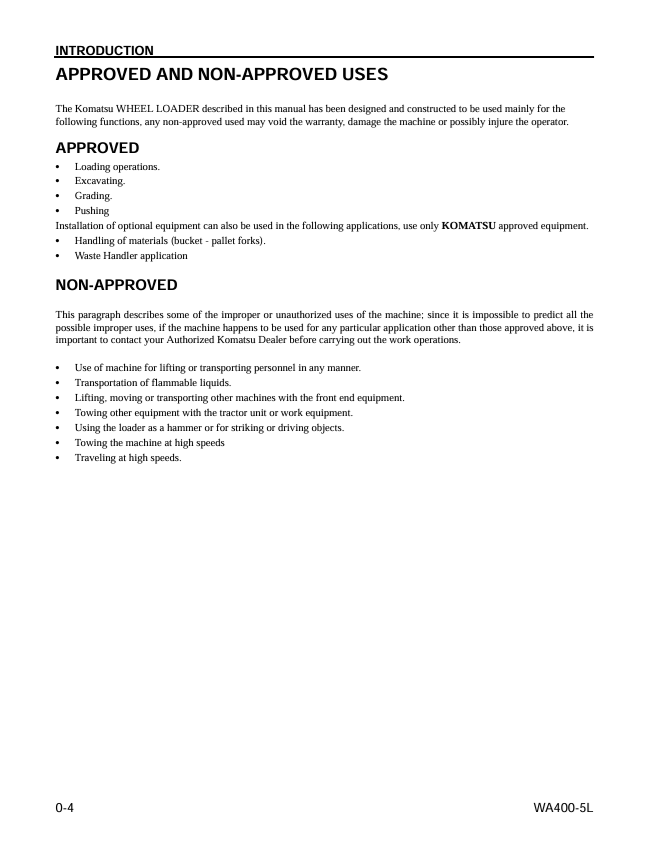 Komatsu WA400-5L Operation & Maintenance Manual – Wheel Loader PDF
