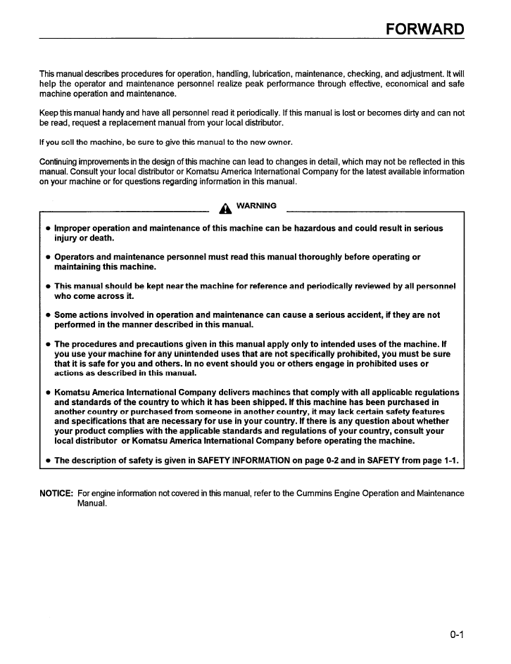 Komatsu WA600-1 Loader Operation Manual CEAD000800 PDF