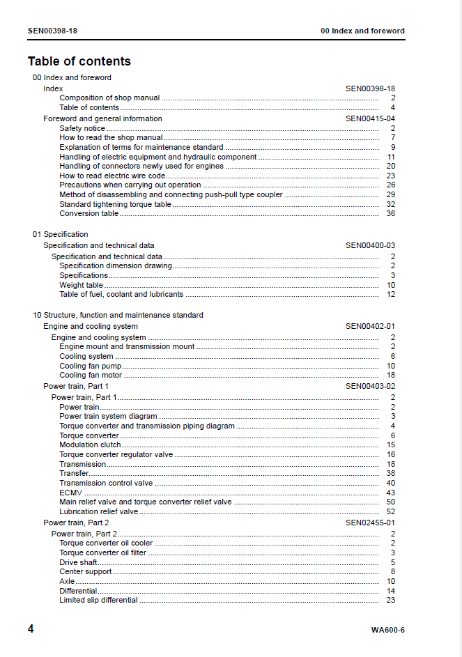 Komatsu WA600-6 Workshop Manual SEN00235-18 PDF