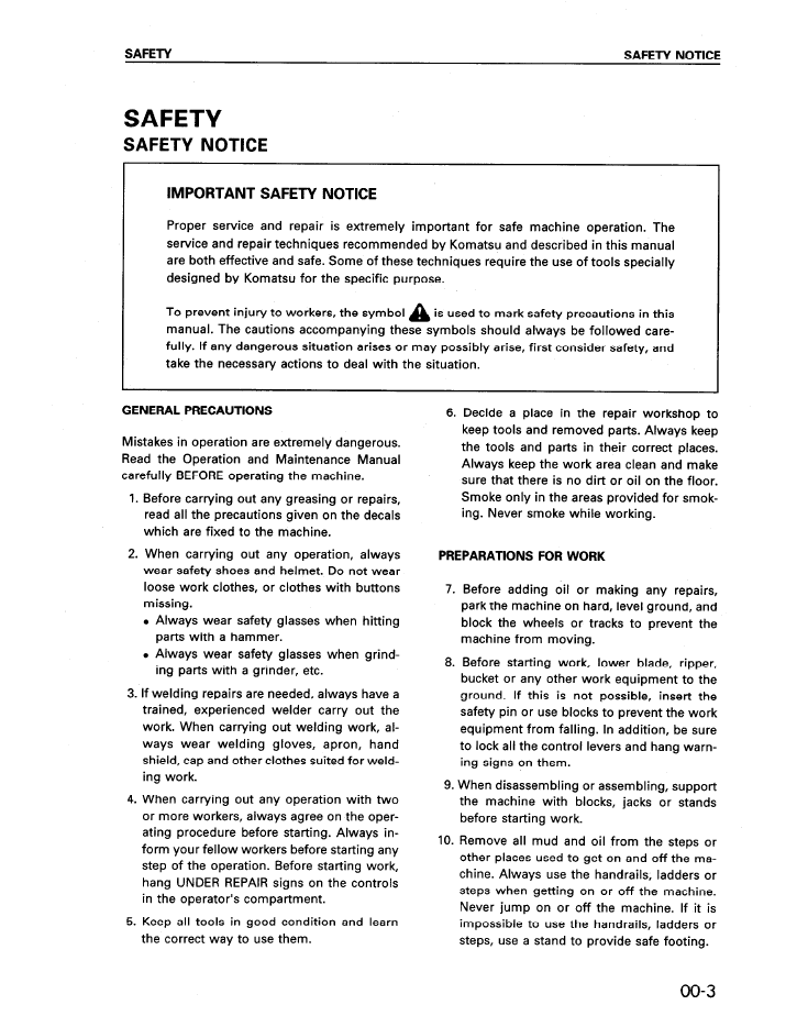 Komatsu WA810-3 Wheel Loader Service Shop Manual (Pub. No. SEBD005802)