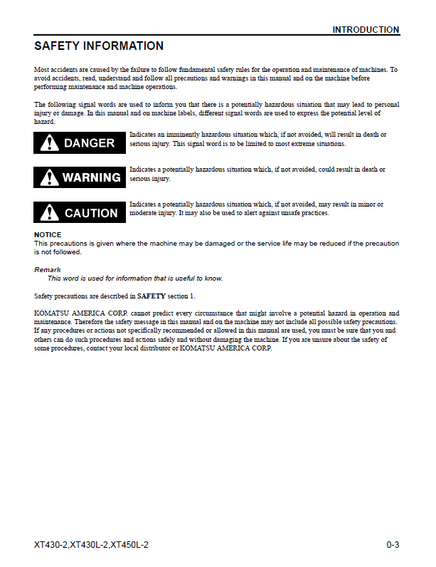 Komatsu XT430-2 XT430L-2 XT450L-2 Feller Buncher Manual CEAM029102 PDF