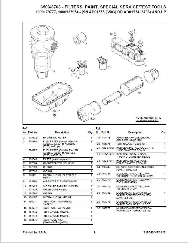 MUSTANG 3503 3703 Compact Excavator Spare Parts Manual 918049 PDF