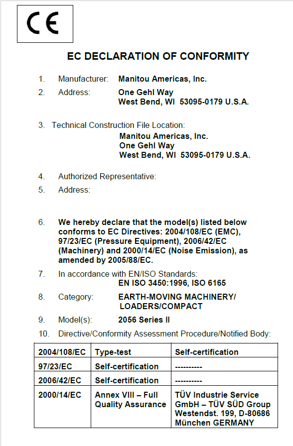 Mustang 2056 / 2056 EU Series II Skid-Steer Loader User & Maintenance Guide