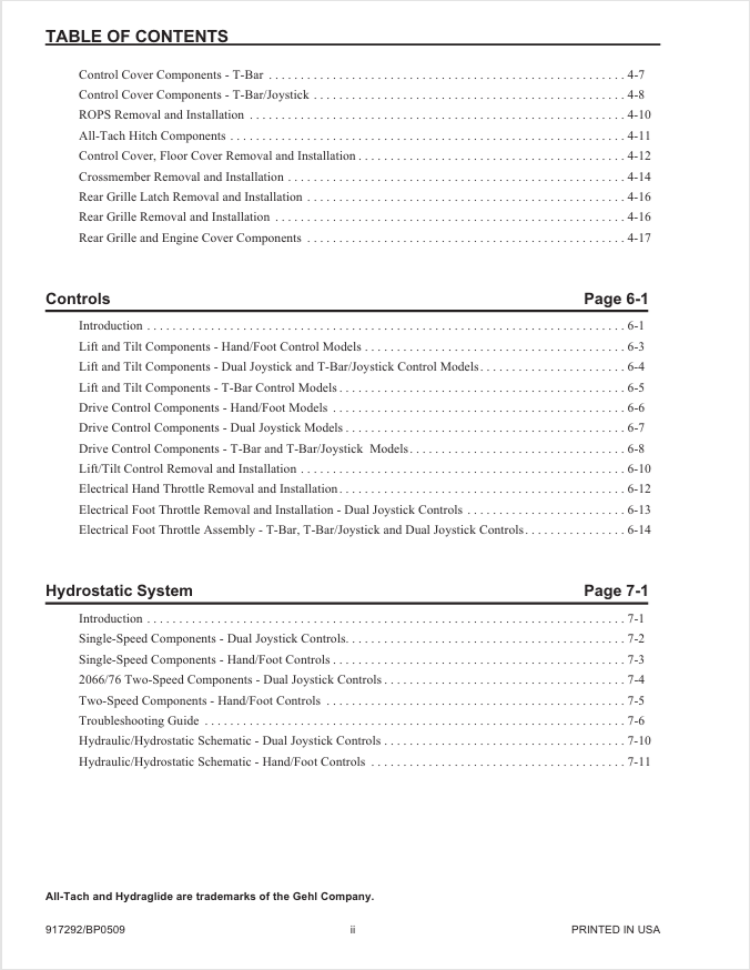 Mustang 2066, 2076 & 2086 Skid Steer Repair Manual PDF