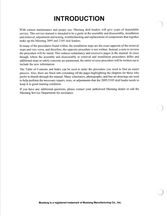 Mustang 2095 2105 Skid Steer Loader Repair & Workshop Manual PDF