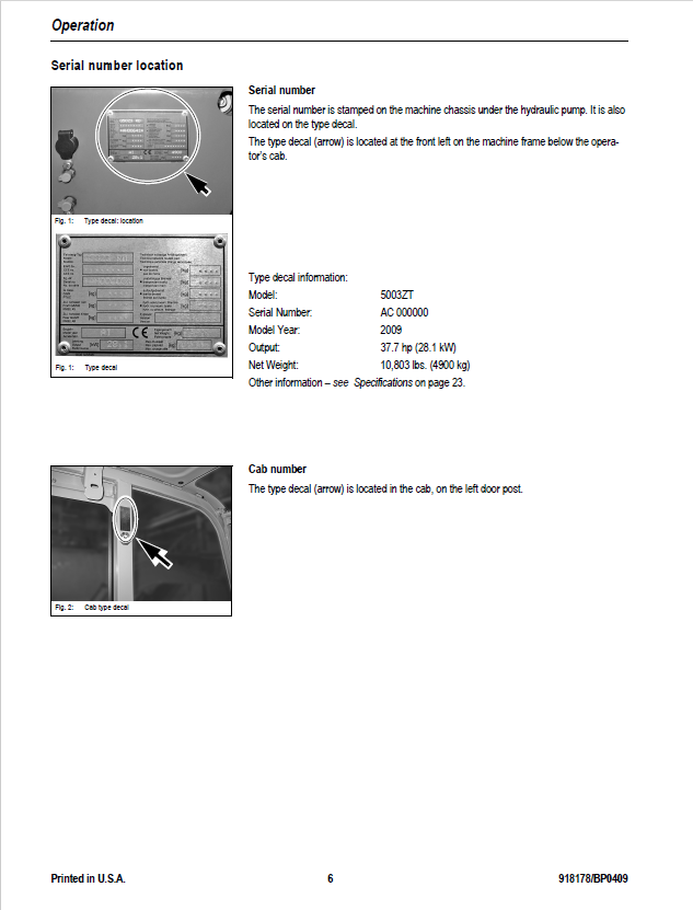 Mustang 5003ZT Compact Excavator Workshop Manual 918178 PDF