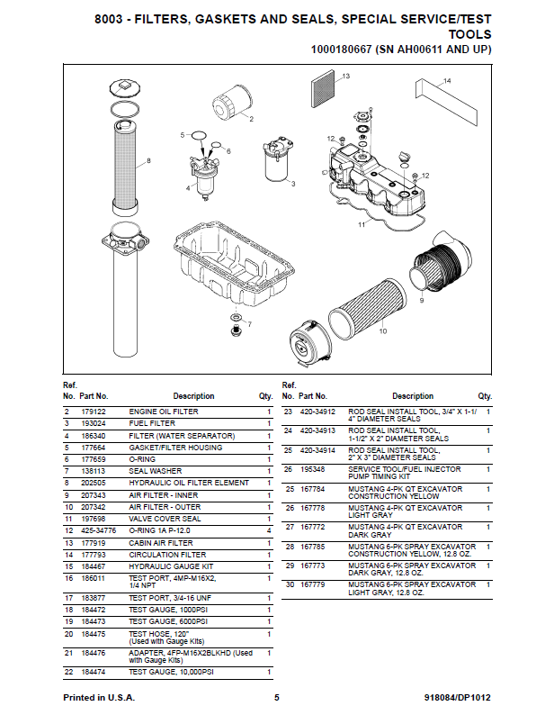 Mustang 8003 918084 Parts Catalog Manual – Excavator PDF Guide