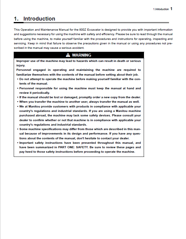 Mustang 800Z Compact Excavator User Manual 50940212 PDF | Complete Guide