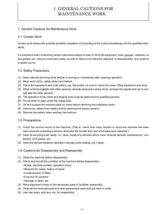 Mustang Compact Excavator Z17 170Z Maintenance Manual PDF Download
