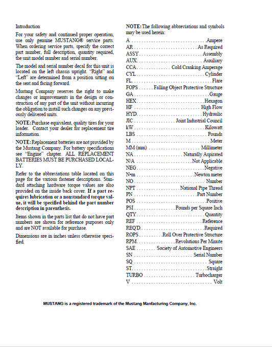 Mustang ME12002 Excavator Repair & Service Manual 909768 PDF