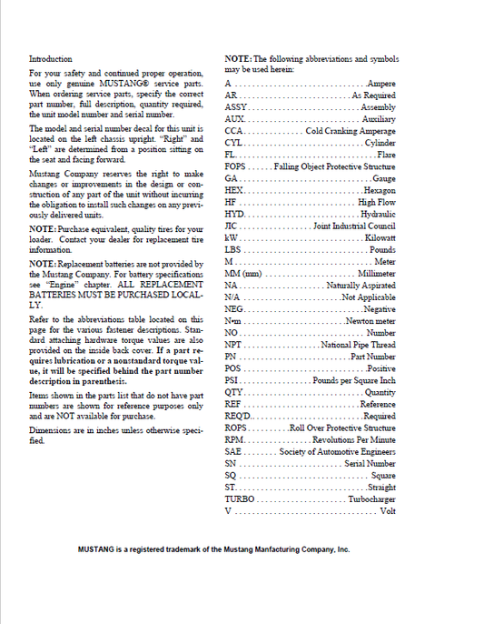 Mustang ME5002 ME6002 ME6502 Repair & Workshop Service Manual PDF