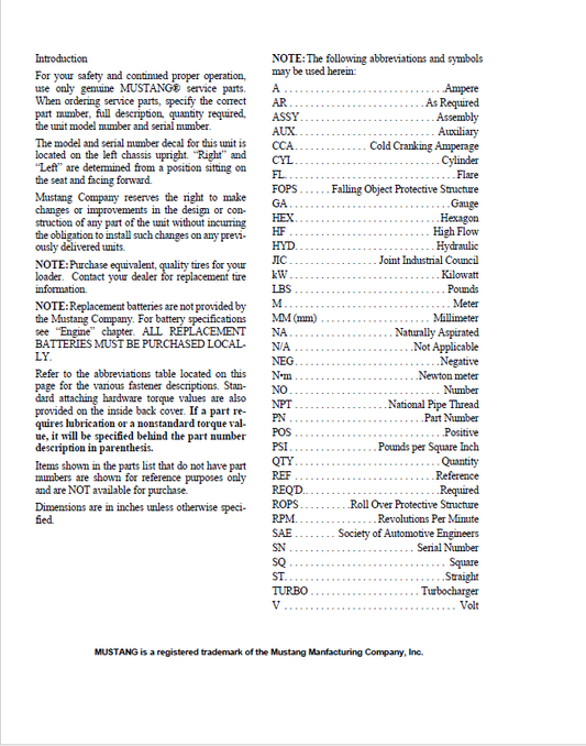Mustang ME8002 Excavator Repair & Maintenance Manual 918173