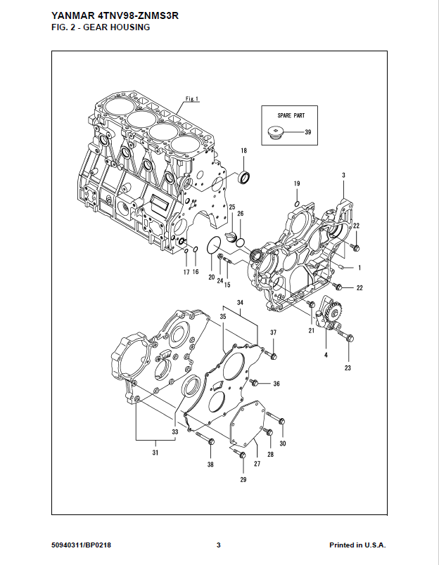 Mustang Yanmar Diesel Engine 4TNV98-ZNMS3R Parts Catalog Download