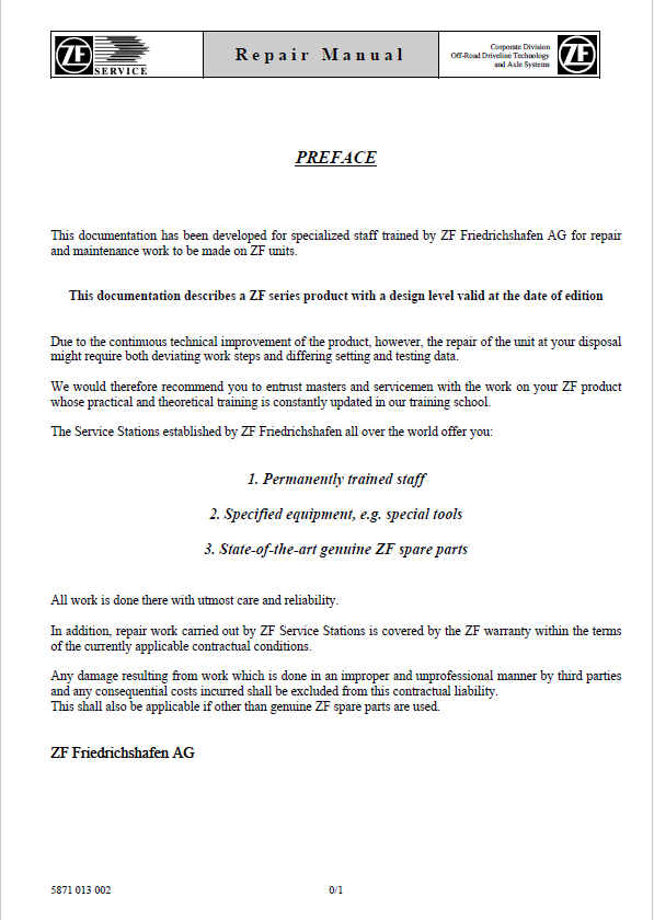 Mustang ZF 1 AVG Transfer Case Repair Manual 50940523A Complete PDF Guide