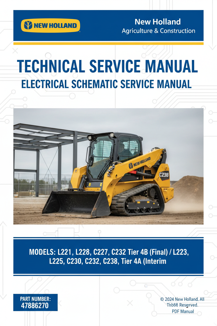 NEW HOLLAND L221, L228, C227, C232 MECHANICAL MACHINE TIER 4B (FINAL) L223, L225, L230, C232, C238 MECHANICAL MACHINE TIER 4A (INTERIM) ELECTRICAL SCHEMATIC SERVICE MANUAL 47886270 PDF