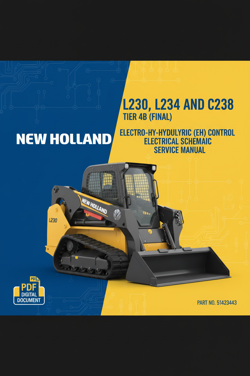 NEW HOLLAND L230, L234, C234 AND C238 TIER 4B (FINAL) ELECTRO-HYDRAULIC (EH) CONTROL ELECTRICAL SCHEMATIC SERVICE MANUAL 51423443 PDF