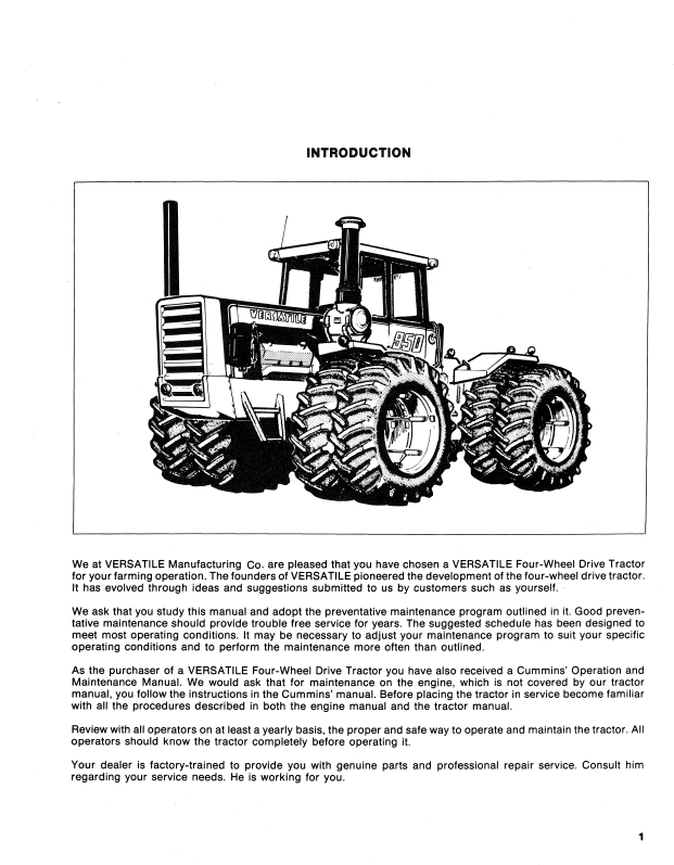 New Holland 950 Versatile Tractor Operating Manual 42095011 PDF