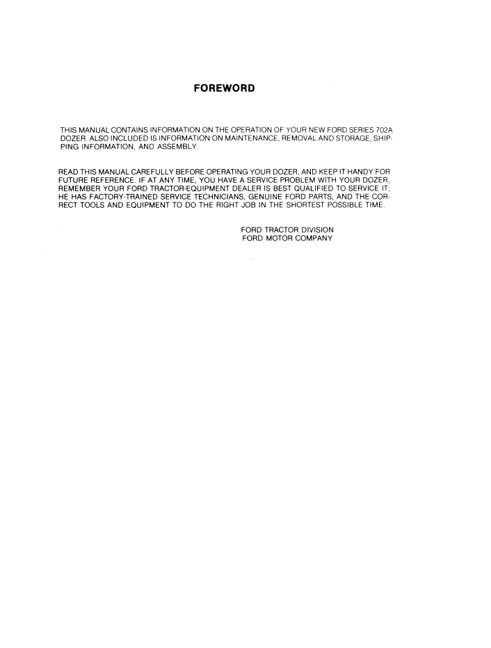 New Holland Ford 702A Front Blade Tractor Manual PDF 42070214