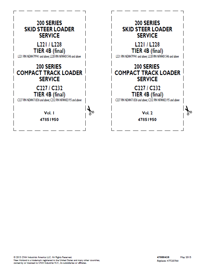 New Holland L221 L228 C227 C232 Tier 4B Service Manual (Pub #47888428)