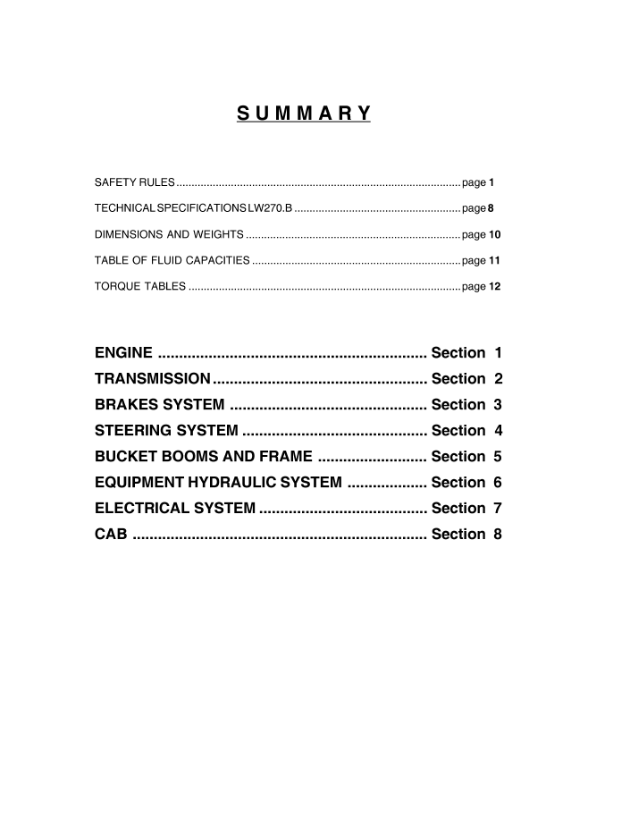 New Holland LW270.B Wheel Loader Maintenance Manual 6036707100
