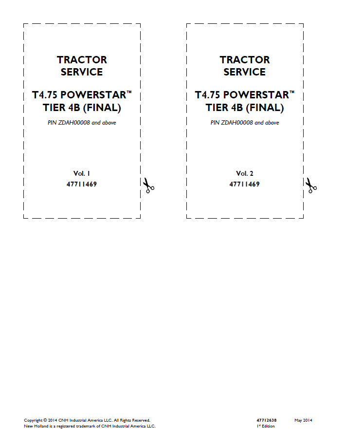 New Holland T4.75 PowerStar Tier 4B Final Tractor Workshop Manual | 47712638