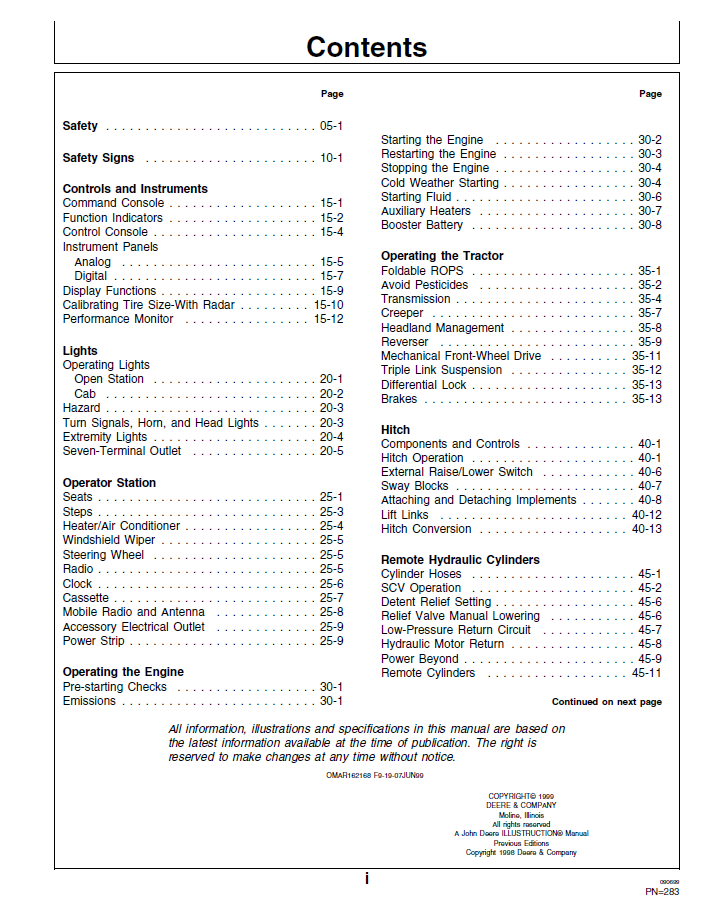 OMAR162168 John Deere 7610 7710 7810 Agricultural Tractor Handbook