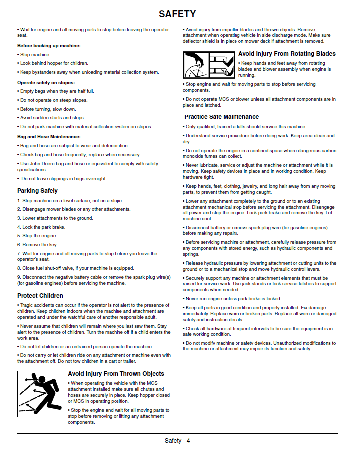 OMTCU29191 Blower Rear Bagger Operator Manual Guide