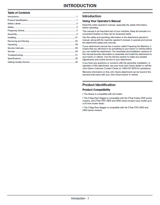 OMTCU29191 Blower Rear Bagger Operator Manual Instruction PDF