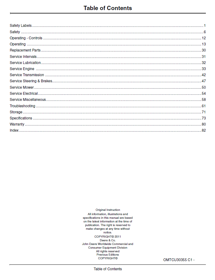 OMTCU30355 ZTrak Pro Series Zero Turn Mower Operator Manual
