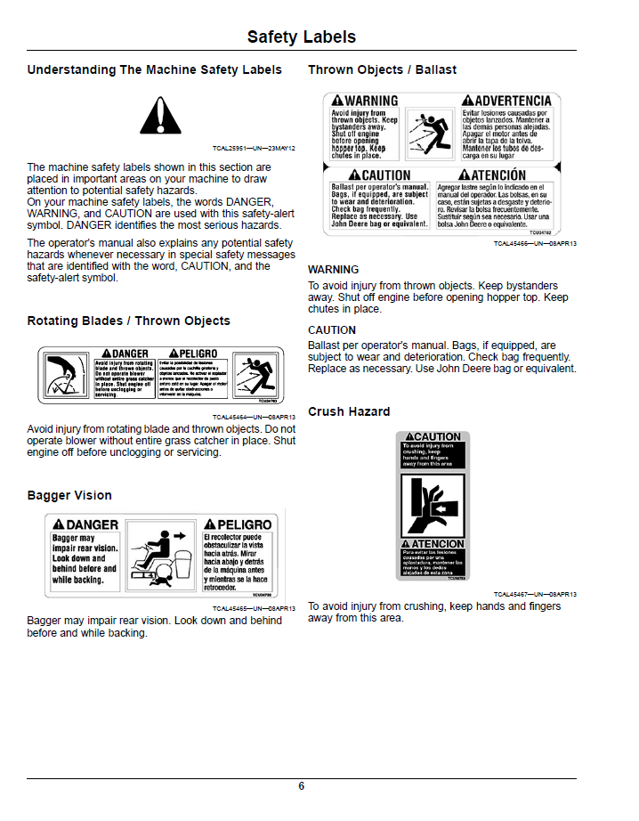 OMTCU33004 Operator Manual for Blower & Rear Bagger Attachment System