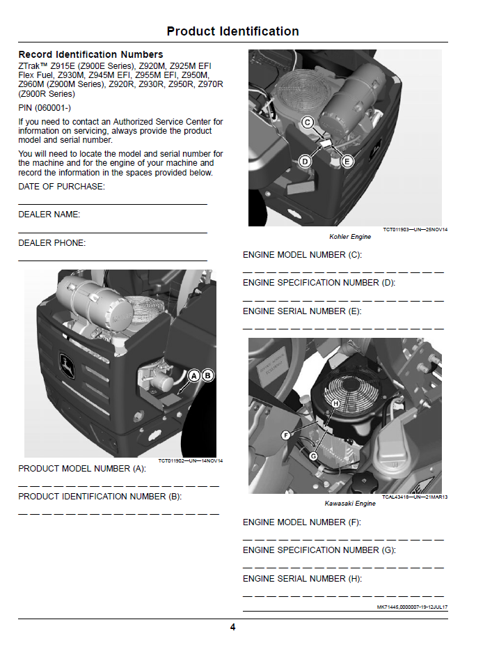 OMUC10539 John Deere Z900 ZTrak Pro Gas Mower Manual Maintenance & Troubleshooting Guide