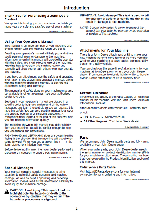 OMUC10539 John Deere Z900 ZTrak Pro Series Gas Operator Manual PDF